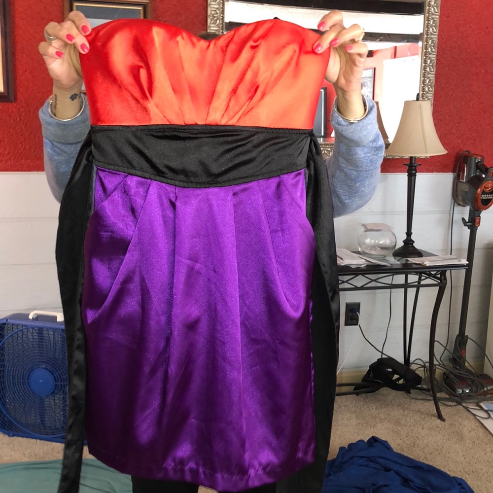 Coral and purple silky dress
